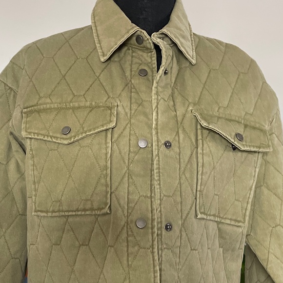 Anthropologie Joie Quilted Utility Barn Shacket Olive Green - Picture 6 of 6